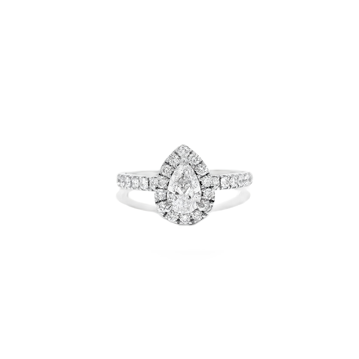 14K WG LDS 1/2CTR 1CTW PEAR NAT DIA ENG SZ 6