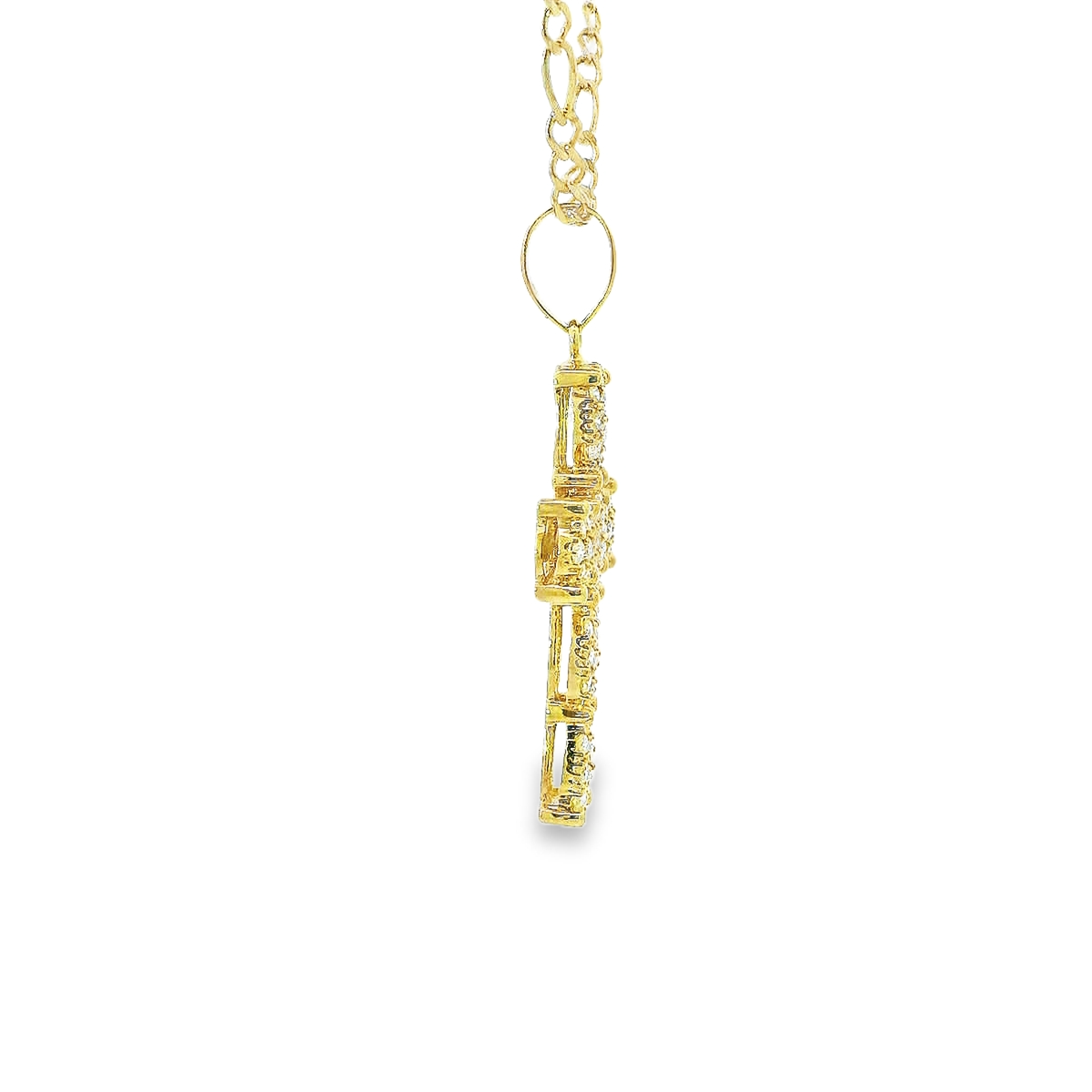1OK 1.5CTW YG CROSS CLUSTER PENDANT (Pendant)