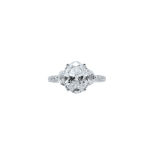 14K WG 3.00CT RD/OVAL/HM DIA LDS RINGS SI OVAL - 2CT **LCD**