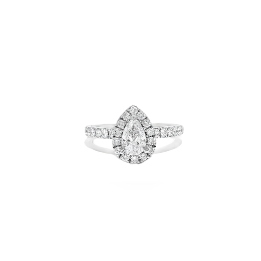 14K WG LDS 1/2CTR 1CTW PEAR NAT DIA ENG SZ 6