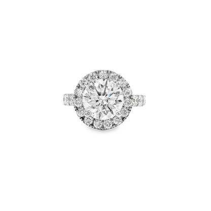14K ROUND HALO 4.00CT CENTER 5. 00CTW VS1/EF