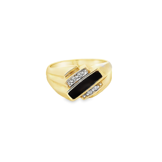 14K ONYX RING 0.10CTW 82400