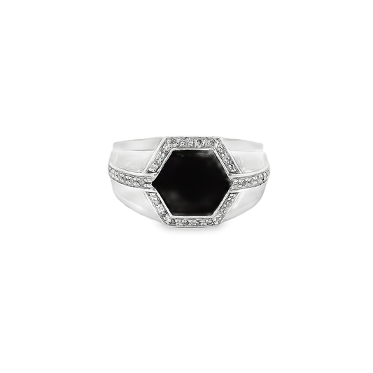 10K BLACK ONYX RING 0.20CTW 82400