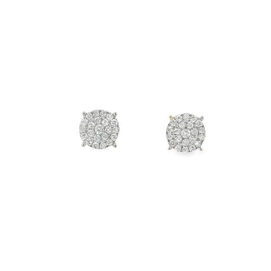 14KT 1/2CTW YG DIAMOND CLUSTER EARRINGS
