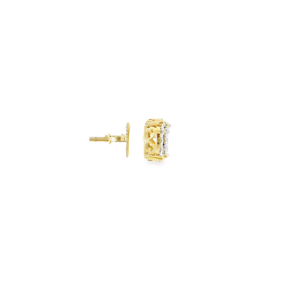 14KT 1/2CTW YG DIAMOND CLUSTER EARRINGS