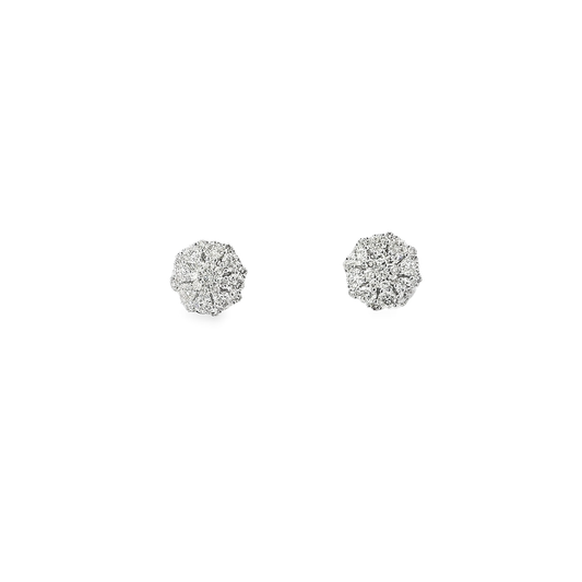 14KT WG 5/8CTW DIAMOND CLUSTER EARRINGS