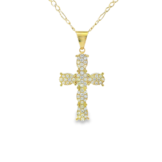 1OK 1.5CTW YG CROSS CLUSTER PENDANT (Pendant)