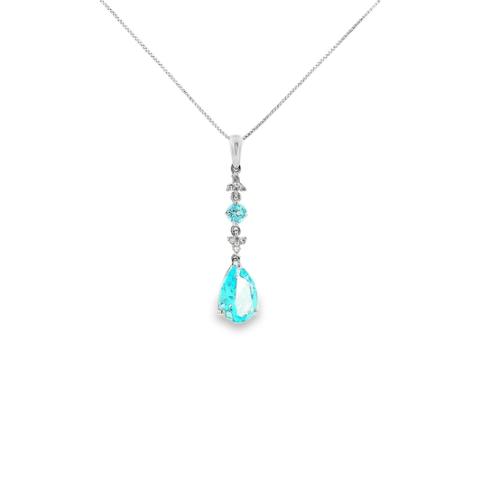 14K TOPAZ PENDANT & DIAMONDS 82150 (Pendant+Necklace)