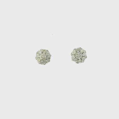 14KT WG 5/8CTW DIAMOND CLUSTER EARRINGS