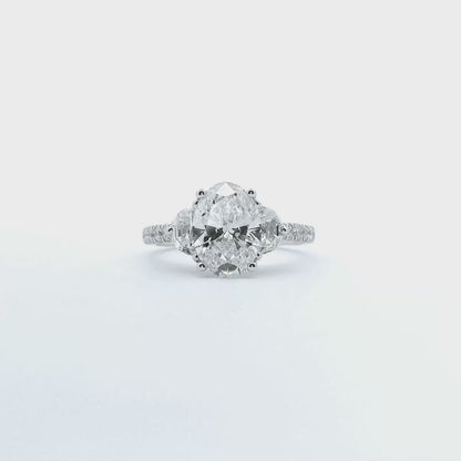 14K WG 3.00CT RD/OVAL/HM DIA LDS RINGS SI OVAL - 2CT **LCD**