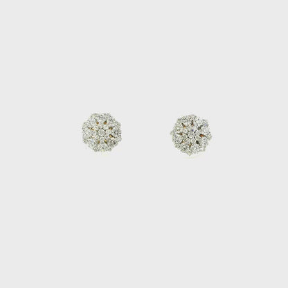 14KT YG 5/8CTW DIAMOND CLUSTER EARRING