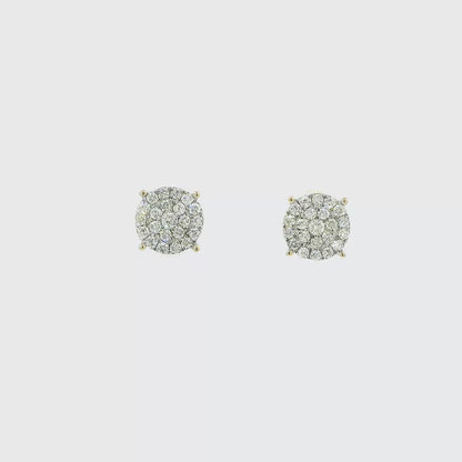 14KT 1/2CTW YG DIAMOND CLUSTER EARRINGS
